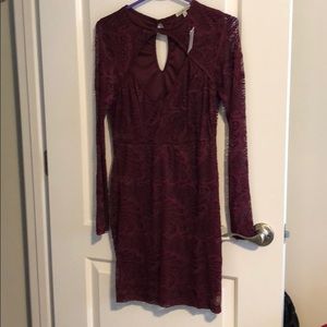 Burgundy, lace, dress